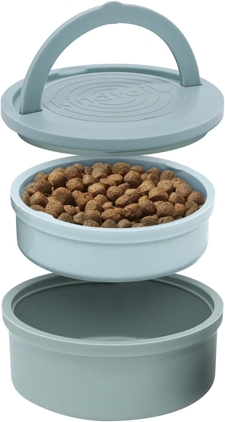 KindTail Dog Travel Bowls - Set of 2 Portable Pet Food & Water Dishes with Lid & Handle - Each Nesting Container Includes a Non-Slip Silicone Base - Microwave & Dishwasher Safe - BPA & Toxin-Free - Image 1
